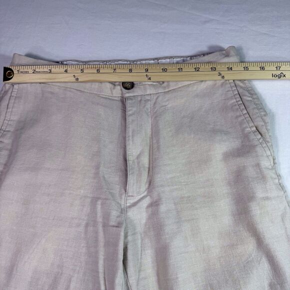 Old Navy Cream Linen Blend Pants Sz SP Pockets Boho Coastal Beach Indie comfy - Picture 6 of 8